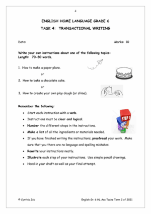 English Home Language Gr. 6 Assessment Task 2021 Term 2 – HB Trained