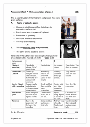 English FAL Gr. 5 Assessment Task 2022 Term 4 – HB Trained