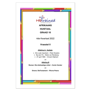 Afrikaans Huistaal Gr. 10 Assesseringstaak 2022 Kwartaal 4 Vraestel 2
