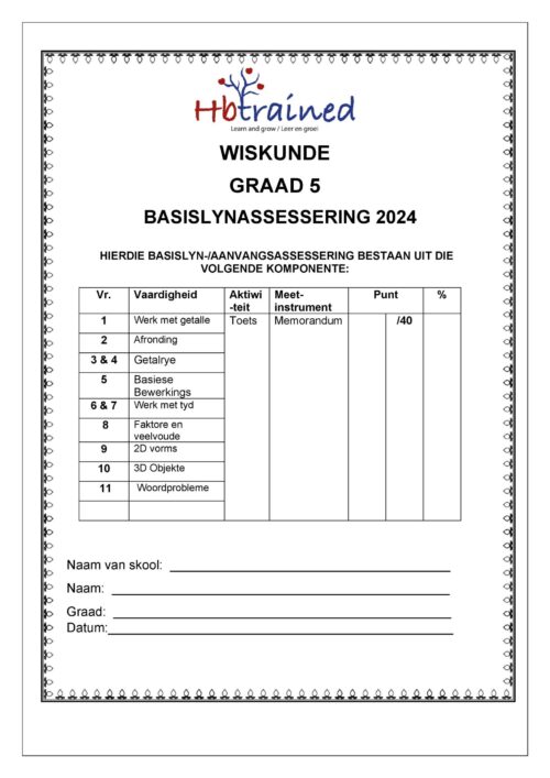 Wiskunde Gr. 5 Basislynassesering 2024 Kwartaal 1