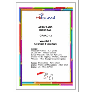 Afrikaans Huistaal Gr. 12 Assesseringstaak 2025 Kwartaal 3 Vraestel 2