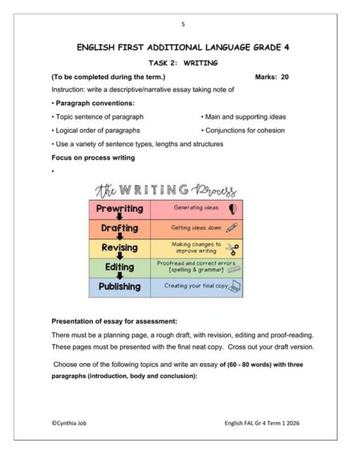 English FAL Gr. 4 Assessment Task 2026 Term 1 – HB Trained