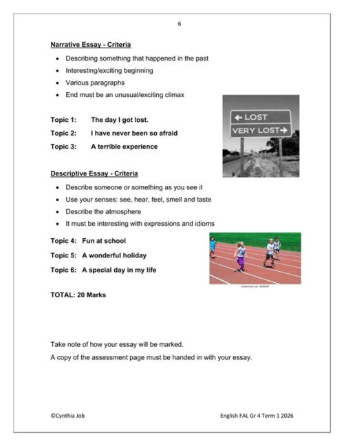 English FAL Gr. 4 Assessment Task 2026 Term 1 – HB Trained