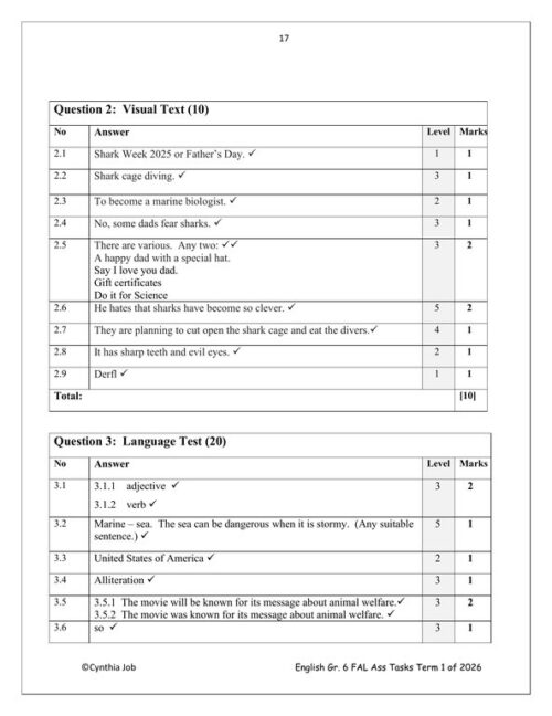 English FAL Gr. 6 Assessment Task 2026 Term 1 – HB Trained