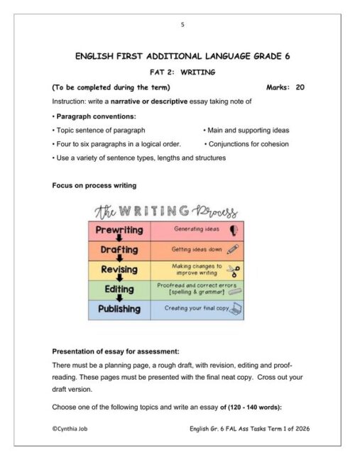 English FAL Gr. 6 Assessment Task 2026 Term 1 – HB Trained