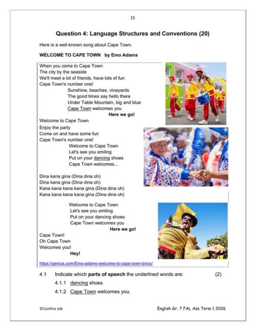 English FAL Gr. 7 Assessment Task 2026 Term 1 – HB Trained