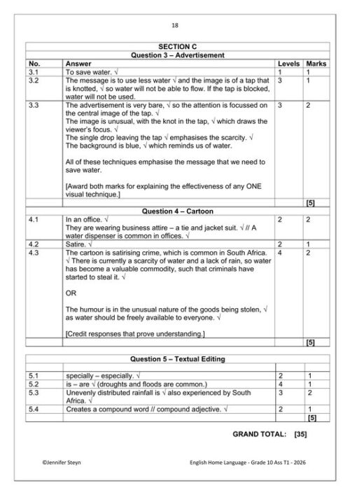 English Home Language Gr. 10 Assessment Task 2026 Term 1 – HB Trained