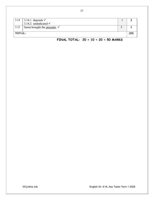 English Home Language Gr. 6 Assessment Task 2026 Term 1 – HB Trained