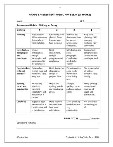 English Home Language Gr. 6 Assessment Task 2026 Term 1 – HB Trained
