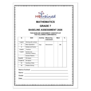 Mathematics Gr. 7 Baseline assessment 2026