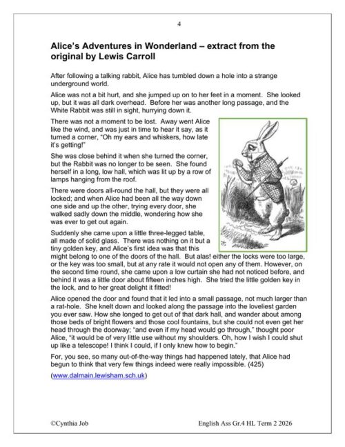 English Home Language Gr. 4 Assessment Task 2026 Term 2 – HB Trained