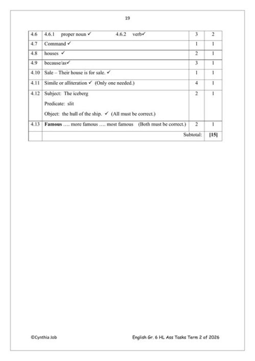 English Home Language Gr. 6 Assessment Task 2026 Term 2 – HB Trained