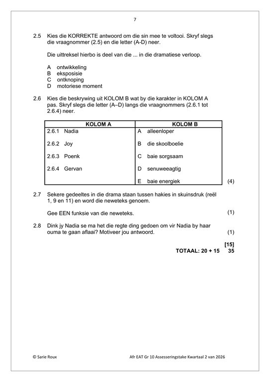 Afrikaans EAT Gr. 10 Assesseringstaak 2026 Kwartaal 2 Take 4 en 5 - Image 4