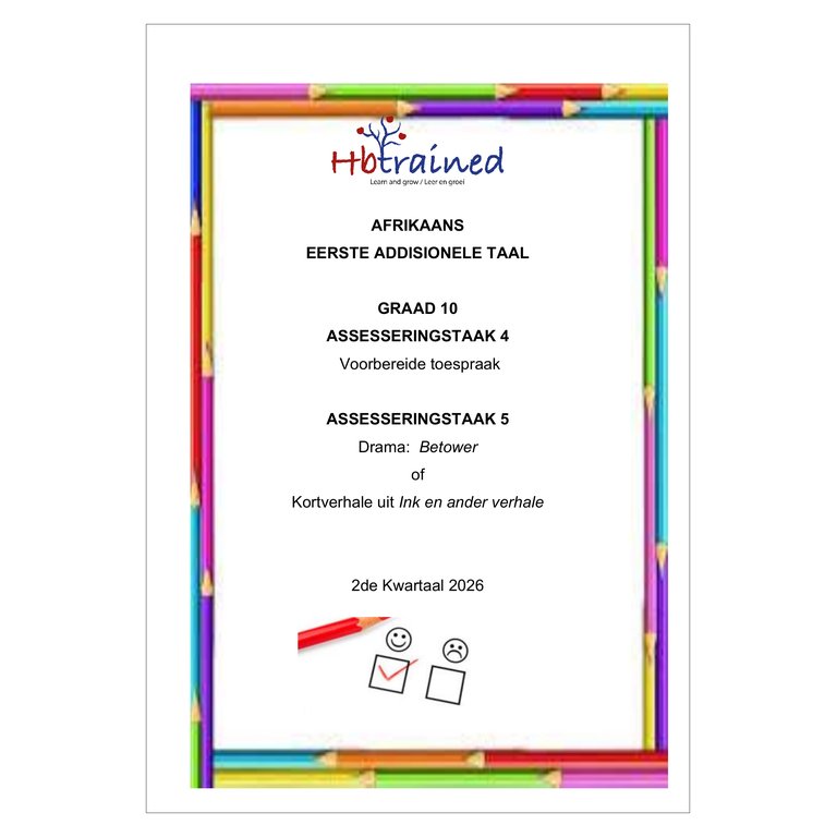 Afrikaans EAT Gr. 10 Assesseringstaak 2026 Kwartaal 2 Take 4 en 5