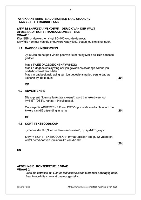 Afrikaans EAT Gr. 12 Assesseringstaak 2026 Kwartaal 2 Taak 7 - Image 3