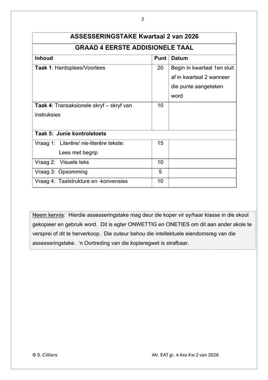Afrikaans EAT Gr. 4 Assesseringstaak 2026 Kwartaal 2 - Image 2