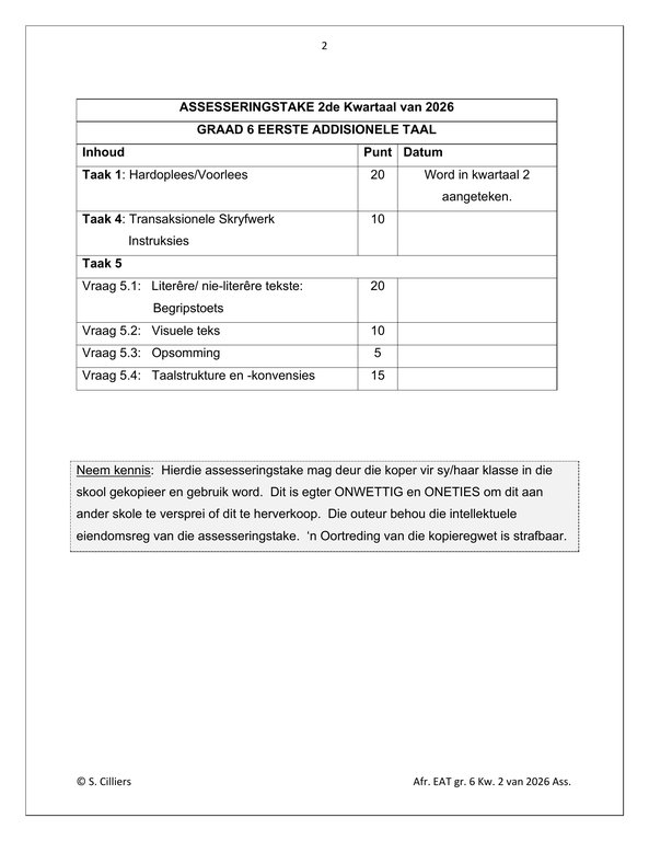 Afrikaans EAT Gr. 6 Assesseringstaak 2026 Kwartaal 2 - Image 2