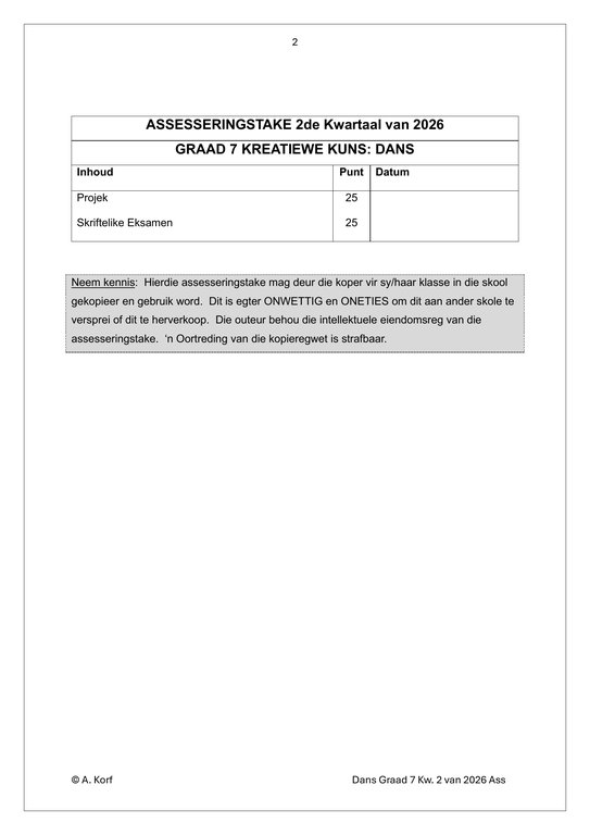 Dans Gr. 7 Assesseringstaak 2026 Kwartaal 2 - Image 2