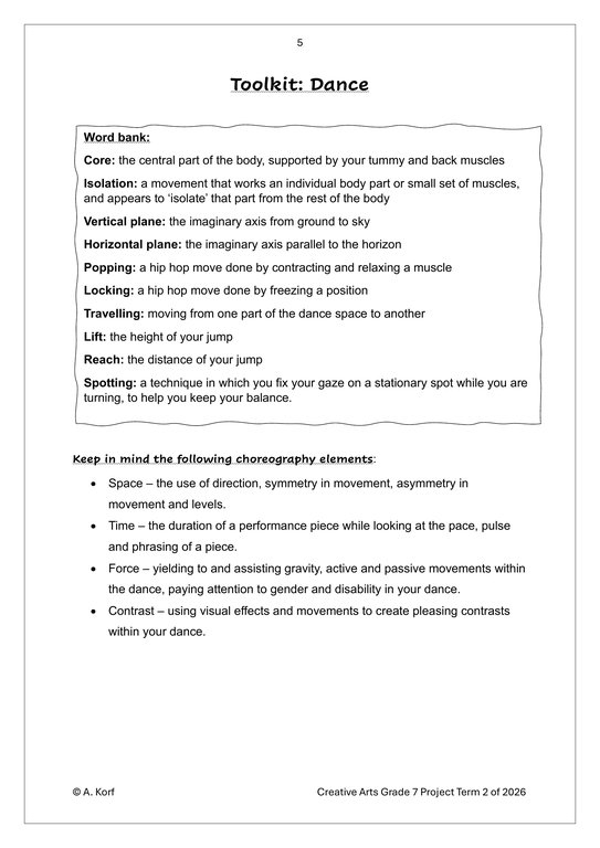 Dance Gr. 7 Assessment Task 2026 Term 2 - Image 3