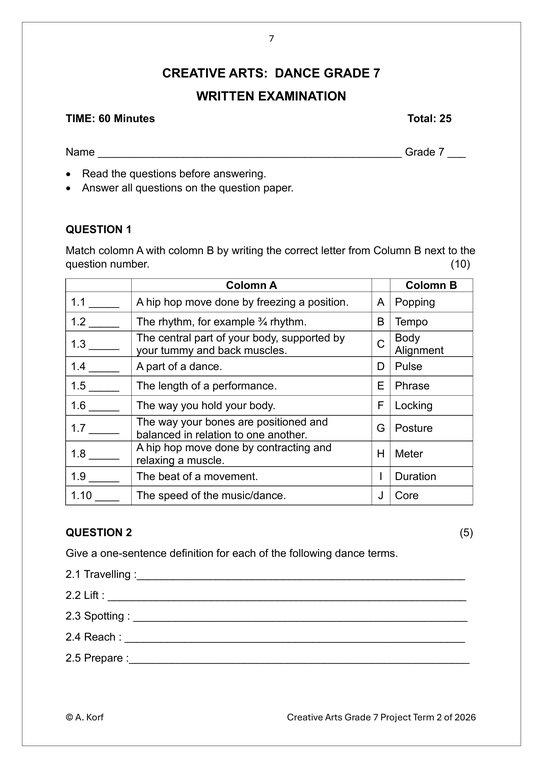 Dance Gr. 7 Assessment Task 2026 Term 2 - Image 5