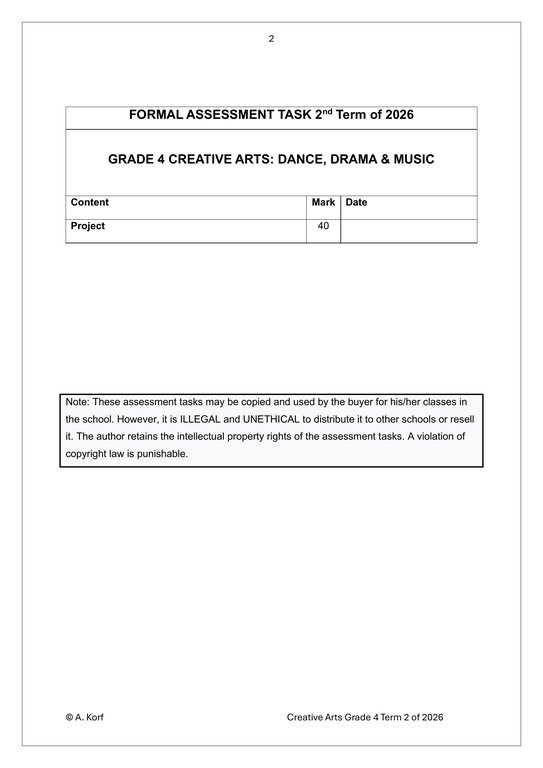 Dance Drama Music (DDM) Gr. 4 Assessment Task 2026 Term 2 - Image 2