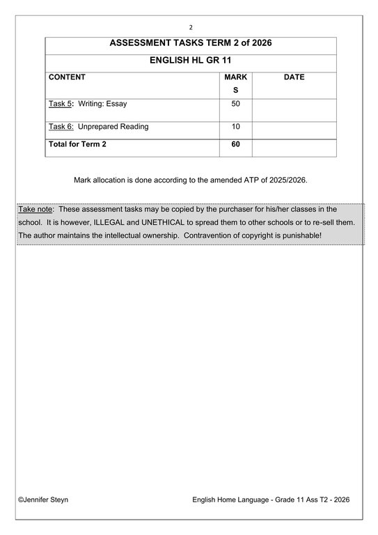 English Home Language Gr. 11 Assessment Task 2026 Term 2 Tasks 5 and 6 - Image 2