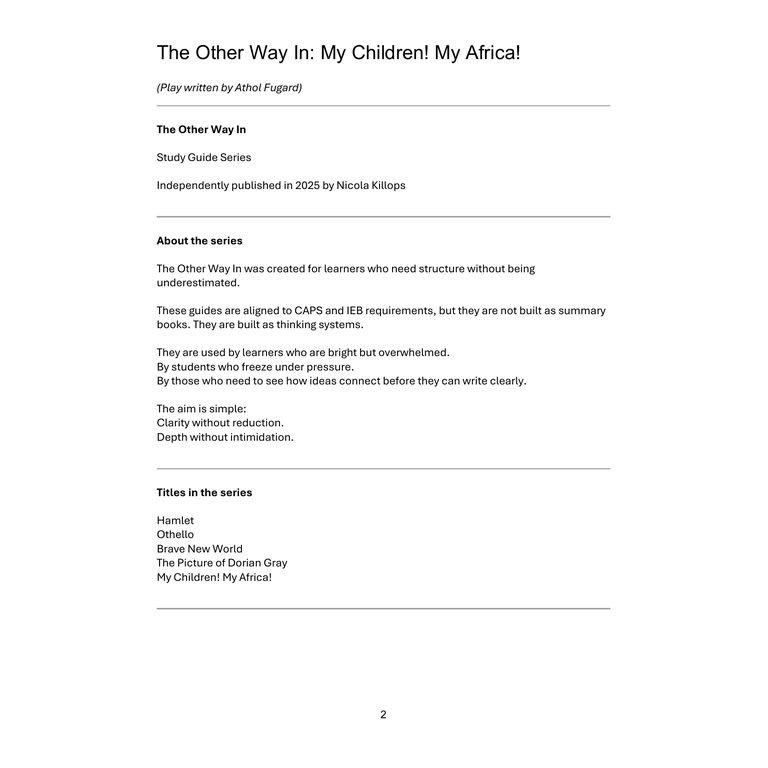 Study Guide: My Children! My Africa! - Image 3