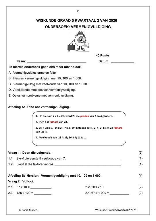 Wiskunde Gr. 5 Assesseringstaak 2026 Kwartaal 2 - Image 5