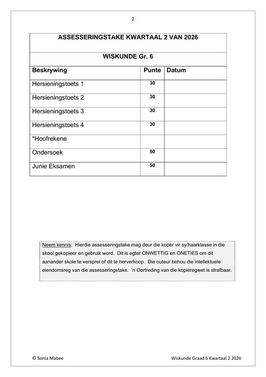 Wiskunde Gr. 6 Assesseringstaak 2026 Kwartaal 2 - Image 2