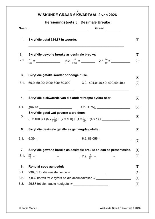 Wiskunde Gr. 6 Assesseringstaak 2026 Kwartaal 2 - Image 3