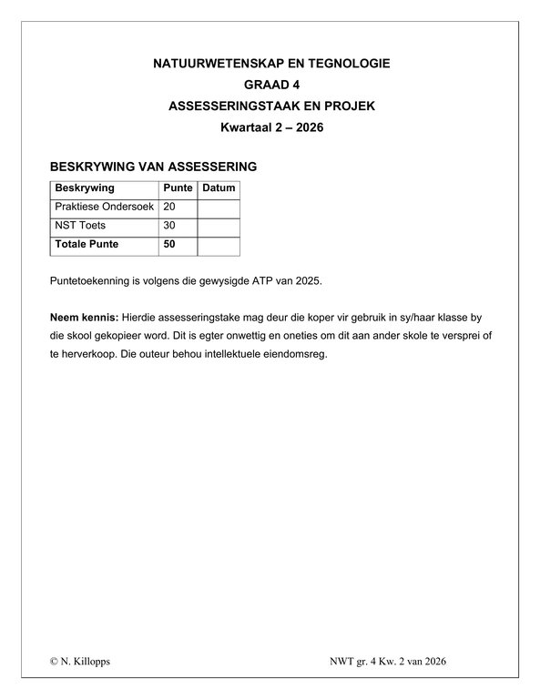 Natuurwetenskap en Tegnologie Gr. 4 Assesseringstaak 2026 Kwartaal 2 - Image 2