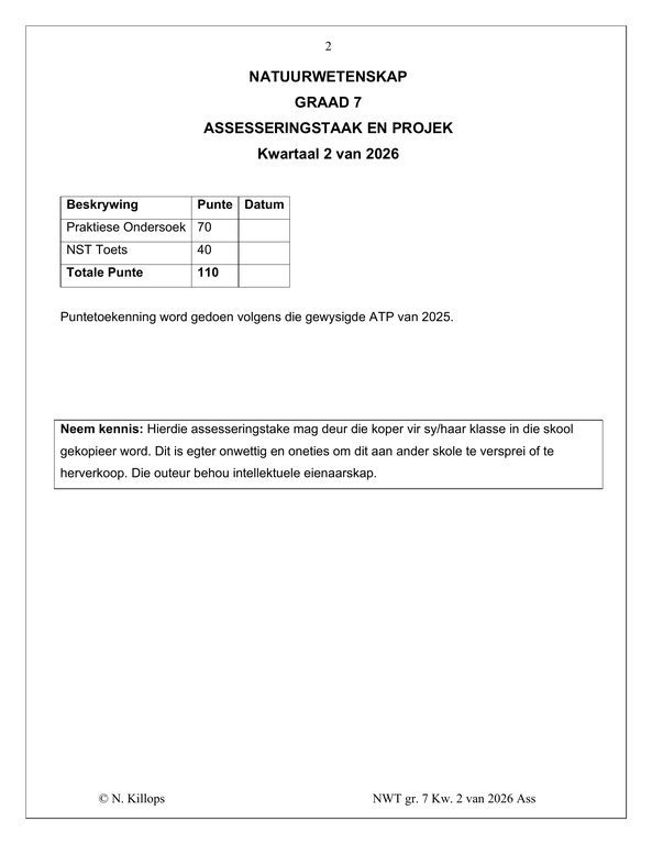 Natuurwetenskap Gr. 7 Assesseringstaak 2026 Kwartaal 2 - Image 2