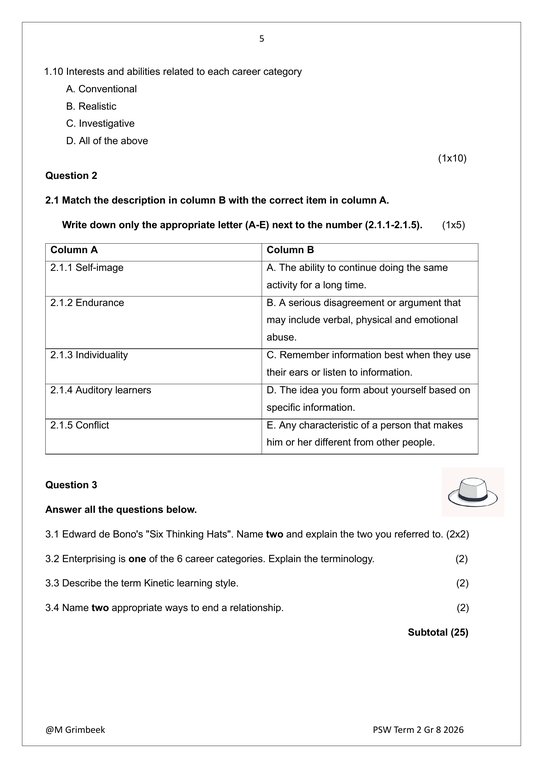 Life Skills (PSW) Gr. 8 Assessment Task 2026 Term 2 - Image 3