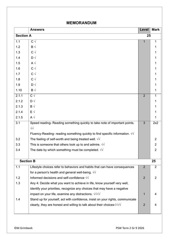 Life Skills (PSW) Gr. 9 Assessment Task 2026 Term 2 - Image 5