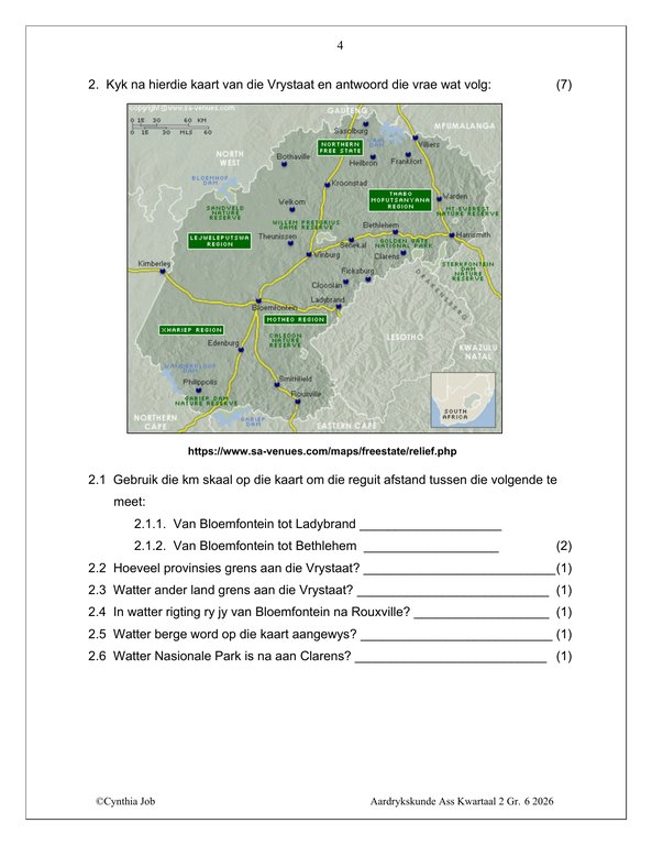 Sosiale Wetenskap Aardrykskunde Gr. 6 Assesseringstaak 2026 Kwartaal 2 - Image 3
