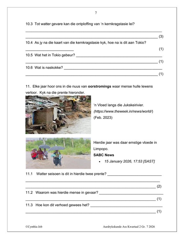 Sosiale Wetenskap Aardrykskunde Gr. 7 Assesseringstaak 2026 Kwartaal 2 - Image 4