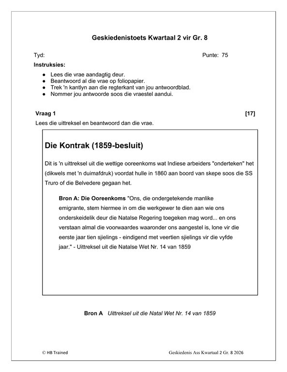 Sosiale Wetenskap Geskiedenis Gr. 8 Assesseringstaak 2026 Kwartaal 2 - Image 3
