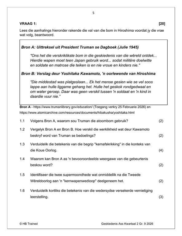 Sosiale Wetenskap Geskiedenis Gr. 9 Assesseringstaak 2026 Kwartaal 2 - Image 3