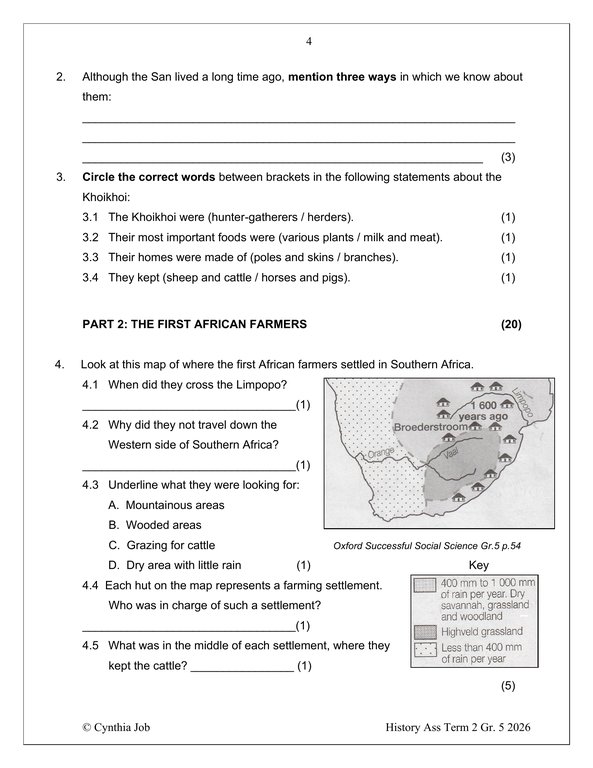 Social Sciences History Gr. 5 Assessment Task 2026 Term 2 - Image 3