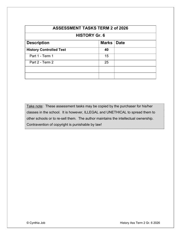 Social Sciences History Gr. 6 Assessment Task 2026 Term 2 - Image 2
