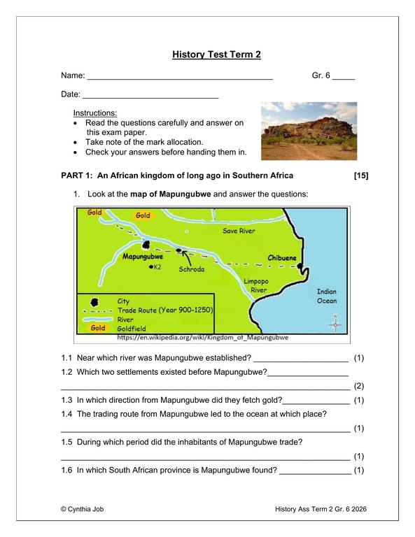 Social Sciences History Gr. 6 Assessment Task 2026 Term 2 - Image 3