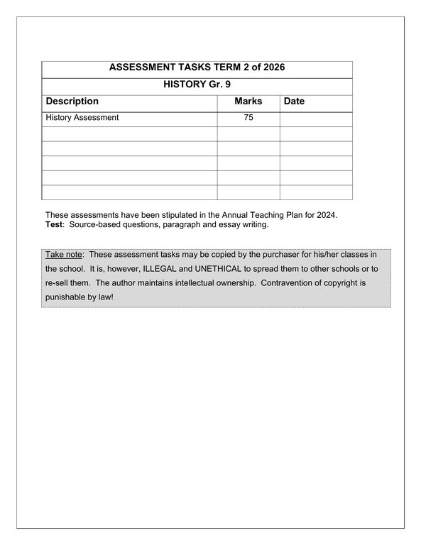 Social Sciences History Gr. 9 Assessment Task 2026 Term 2 - Image 2