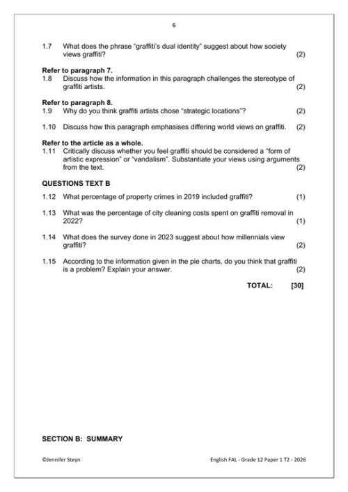 English FAL Gr. 12 Assessment Task 2026 Term 2 Paper 1 – HB Trained