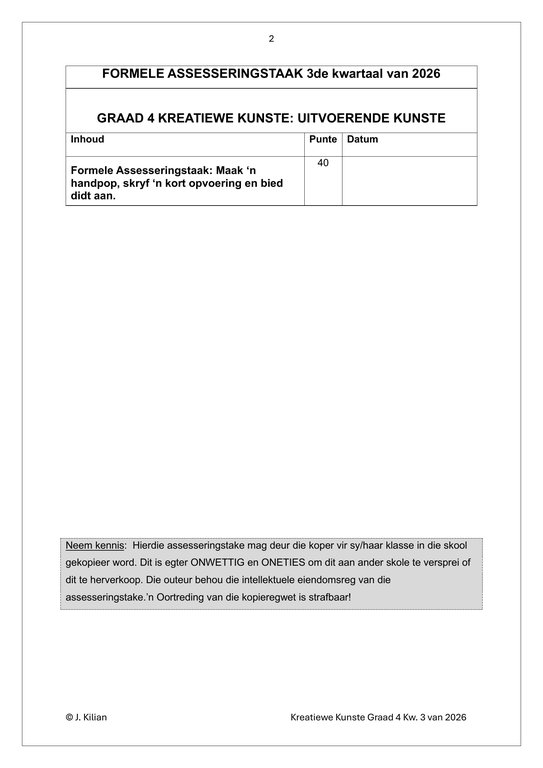 Dans Drama Musiek (DDM) Gr. 4 Assesseringstaak 2026 Kwartaal 3 - Image 2