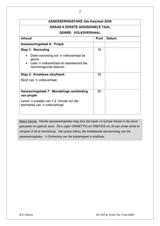 Afrikaans EAT Gr. 6 Assesseringstaak 2026 Kwartaal 3 - Image 2