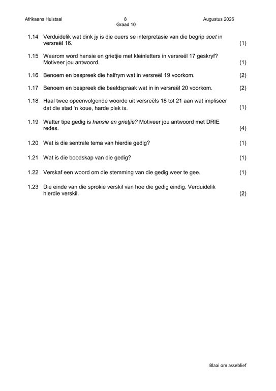 Afrikaans Huistaal Gr. 10 Assesseringstaak Kwartaal 3 Taak 8 - Image 3