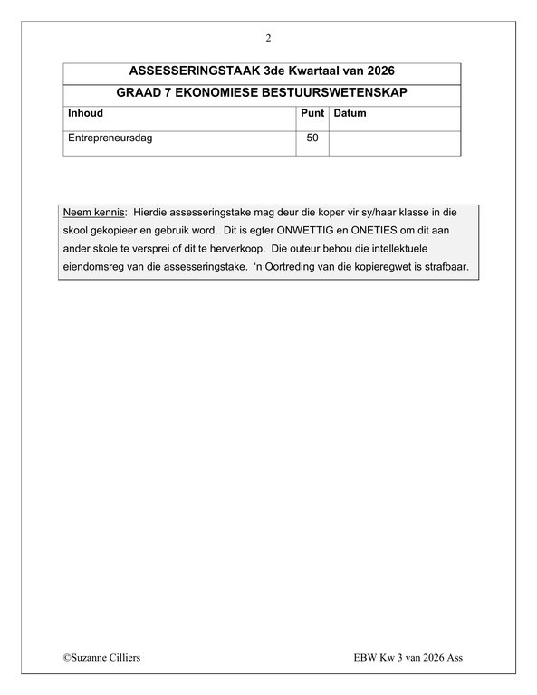 Ekonomiese- en Bestuurswetenskap Gr. 7 Assesseringstaak 2026 Kwartaal 3 - Image 2