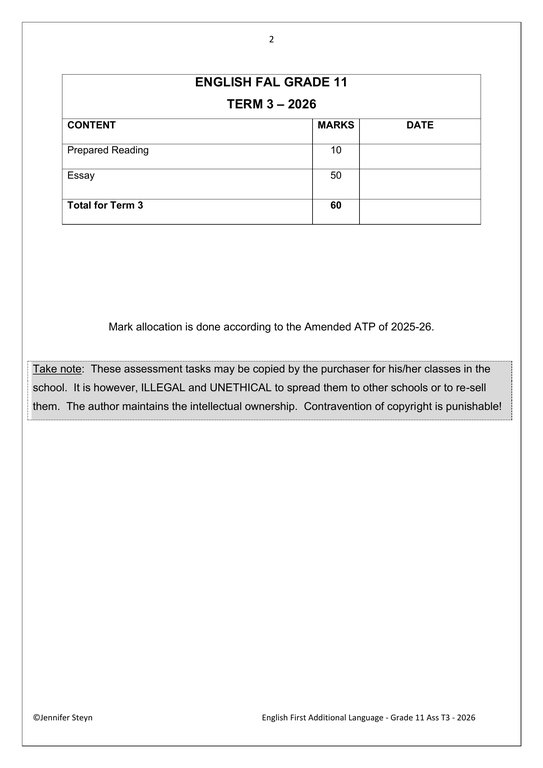 English FAL Gr. 11 Assessment Task 2026 Term 3 Task7&8 - Image 2
