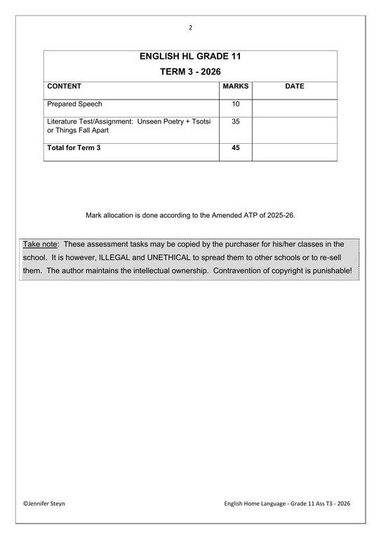 English Home Language Gr. 11 Assessment Task 2026 Term 3 - Image 2
