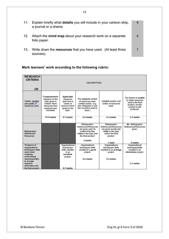 English Home Language Gr. 8 Assessment Task 2026 Term 3 - Image 3